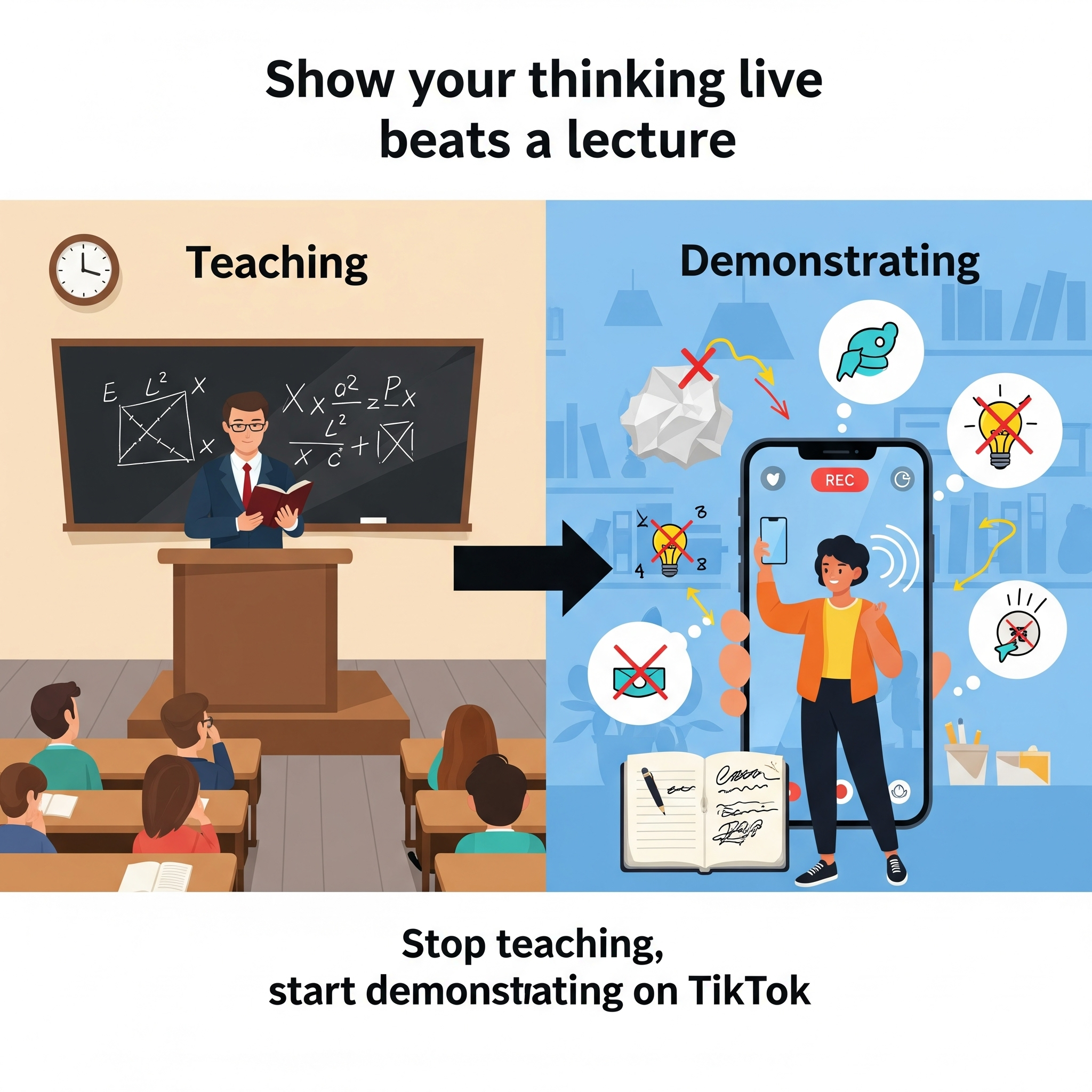 Zacznij demonstrowac myslenie.